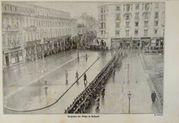 1917 - alter Druck - Aufziehen der Wache in Bukarest